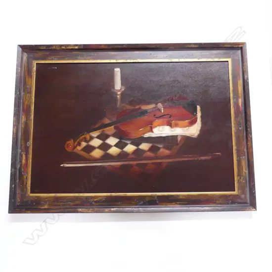 VIOLIN STILL LIFE, ACRYLIC ON CANVAS, 590x890mm