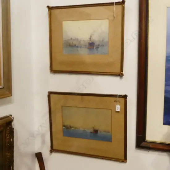 2 VINTAGE W/Cs, HARBOUR SCENES, 200 x 320mm