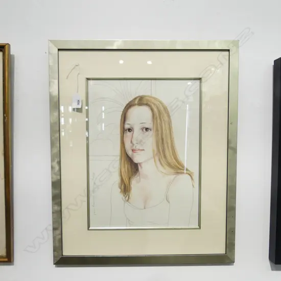 MARY MCINTYRE PORTRAIT OF A GIRL framed 370 x 270 mm