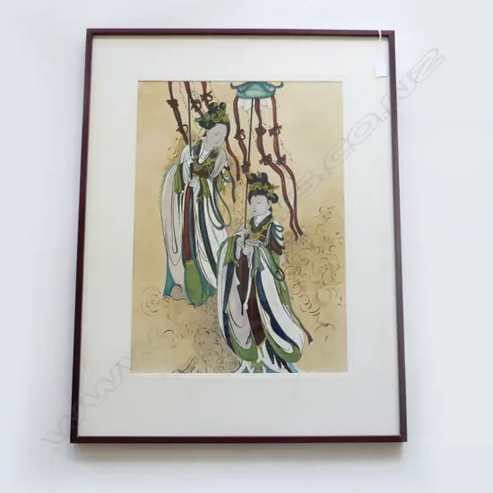 A 19th CENTURY CHINESE SCHOOL OF PAINTING OF 2 LADIES 580 x 415 mm