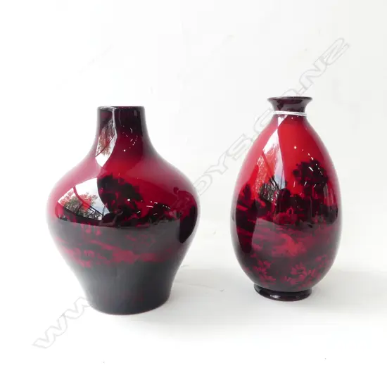 2 ROYAL DOULTON FLAMBE VASES H.160mm