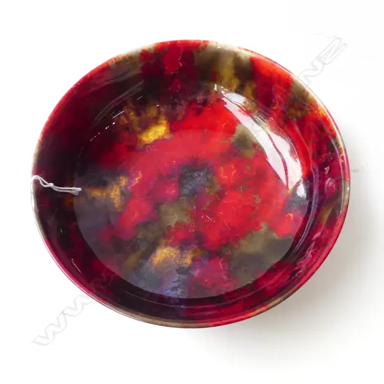 ROYAL DOULTON NOKE FLAMBE BOWL, SIGNED 180mm dia scatches