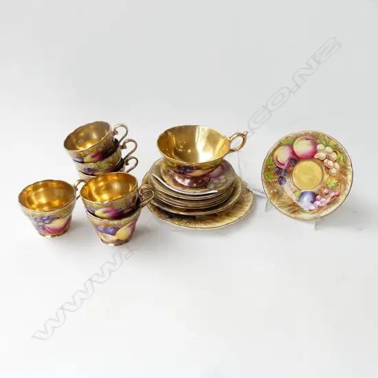 6 AYNSLEY ORCHARD GOLD C/S (1 SAUCER AF) + TRIO