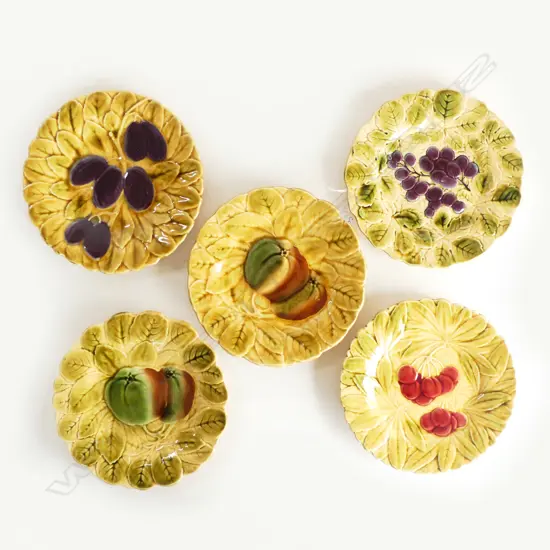 5 SARREGUEMINES MAJOLICA SIDE PLATES 195mm dia