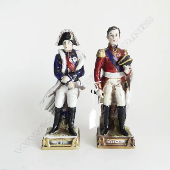 2 SCHEIBE ALSBACH PORCELAIN FIGURES; MARSHAL NEY & EXELMANS H.225mm 
