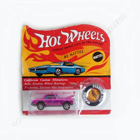 **RTV**BOXED HOT WHEELS; CALIFORNIA CUSTOM MINIATURES W. COLLECTORS BUTTON. **DO NOT SELL - RETURN TO VENDOR**