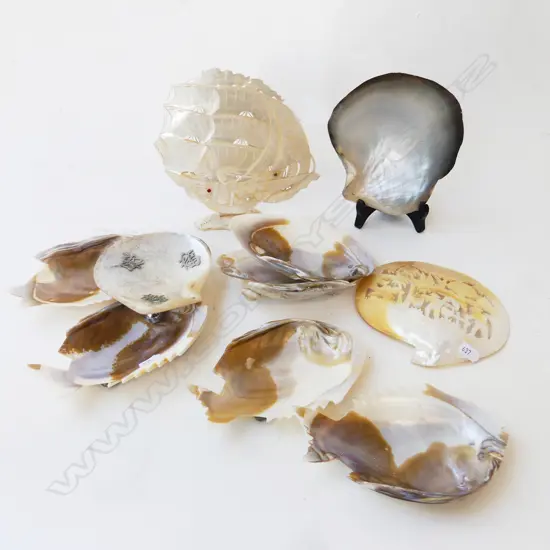 ASST.CARVED DECORATIVE MOP SHELLS etc (10)