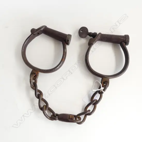 C. 19thC SHACKLES w. KEY; L.530mm