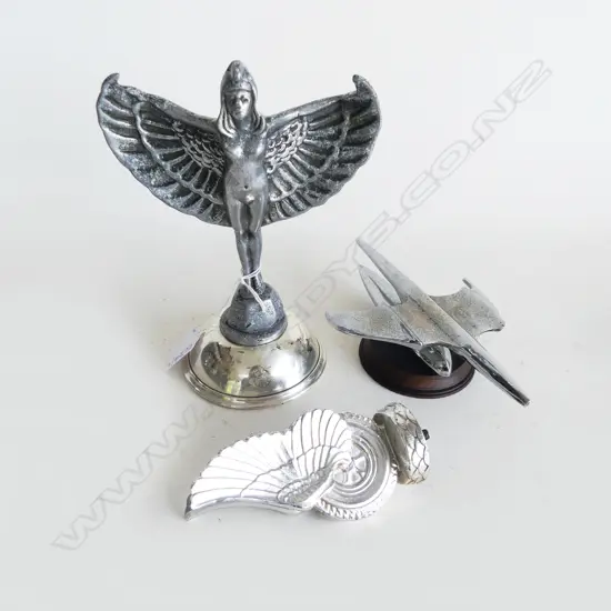 3 VINTAGE CAR HOOD ORNAMENTS H.200mm