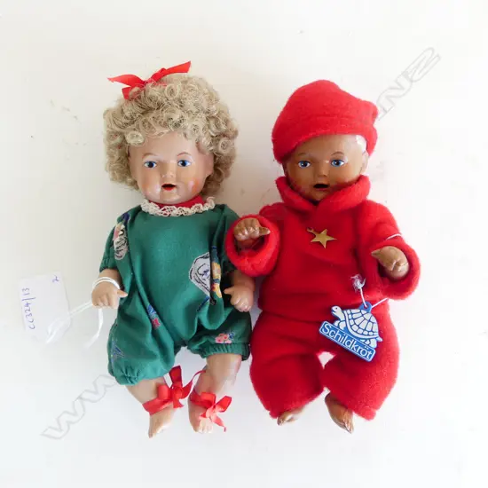 2 VINTAGE DOLLS SCHILDKROET GERMANY ONE WITH LABEL