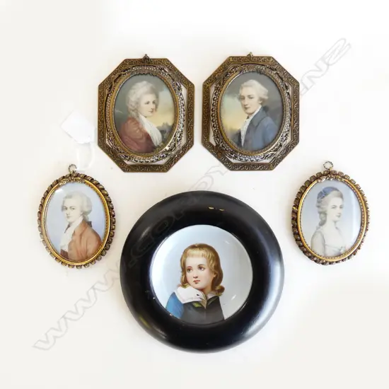 5 PORTRAIT MINIATURES (2 PRS + 1 170mm dia)