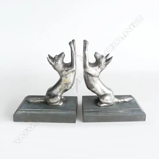 PR OF DECO CAST METAL DOG BOOKENDS H180MM