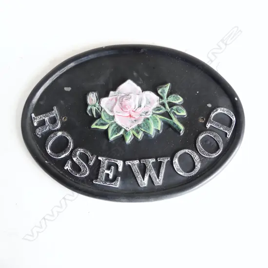 VINTAGE METAL WALL PLAQUE 'ROSEWOOD' L.350mm