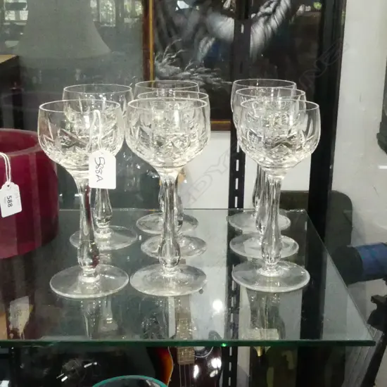 SET OF 8 STUART CRYSTAL WINE HOCK GLASSES, H.175MM   