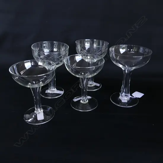 2 PRS + 1 HOLLOW STEMED CHAMPAGNE GLASSES