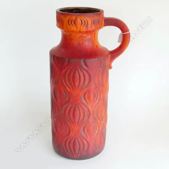 LARGE WEST GERMAN 1950S FLOORVASE BRIGHT RED/ORANGE, H.450mm