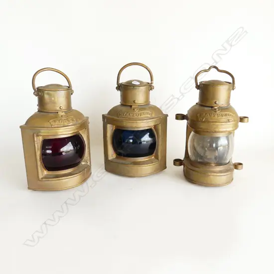 3 NAUTICAL LANTERNS; PORT, MASTERHEAD, STARBOARD, H.270mm