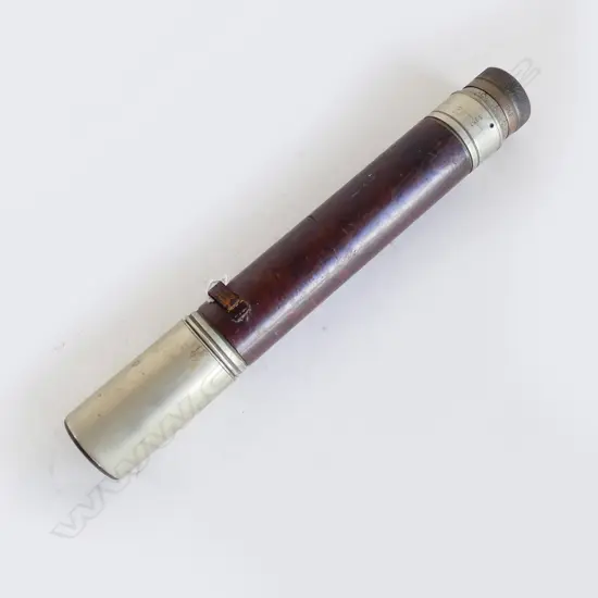 WWII W. OTTWAY & CO. LTD. WHITE BRASS TELESCOPE; single draw. Leather cover named & dated1942 etc L.550mm
