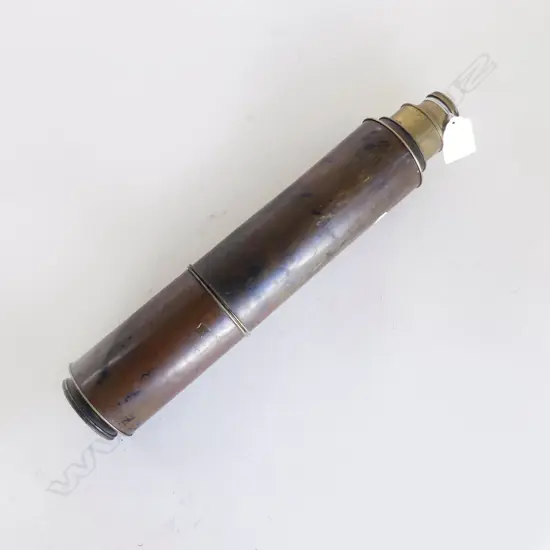 LATE VICTORIAN BRASS TELESCOPE; two draw, L.330MM