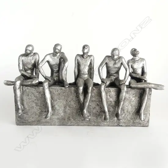 5 FIGURES SILVER RESIN SCULPTURE W.315mm