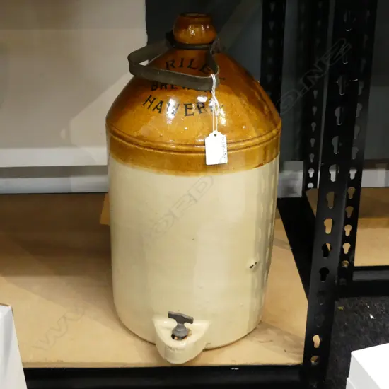 STONEWARE CROCK; 'J. RILEY BREWER HAWERA', H.410mm