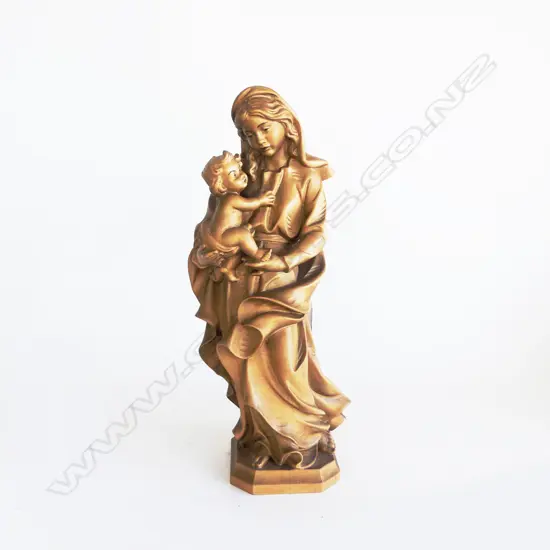 WOOD CARVED MADONNA & CHILD SOUTH TYROL ITALY