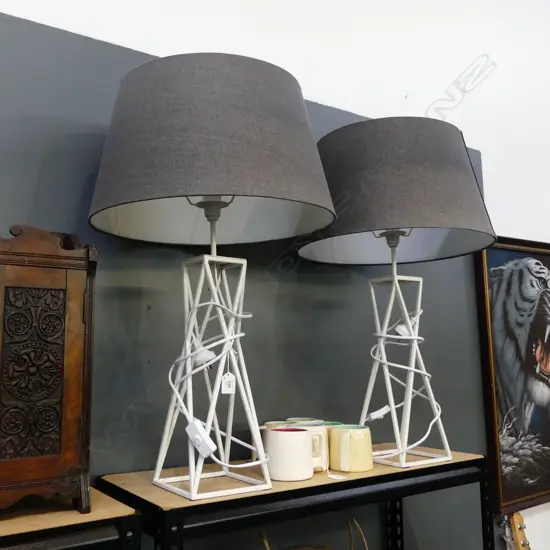 PR MODERN LAMPS, WHITE METAL BASES H.740mm