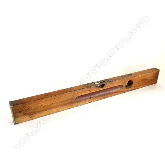VINTAGE WOOD & BRASS BUILDER'S LEVEL. L.720 x 80 x 350mm