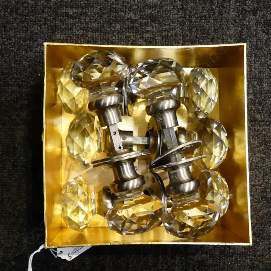 5 PAIRS OF CRYSTAL DOOR KNOBS