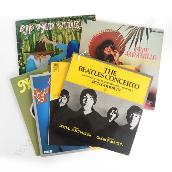 6 LP RECORDS INCL. BEATLES CONCERTO, PEPE JARAMILLO ETC