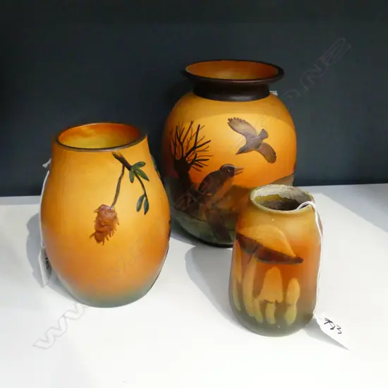 3 PCS DANISH STUDIO POTTERY BIRD & MUSHROOM PATS H170MM TALLEST