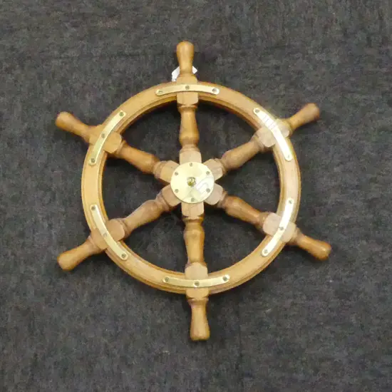 WOOD & BRASS SHIPS WHEEL W. 420mm