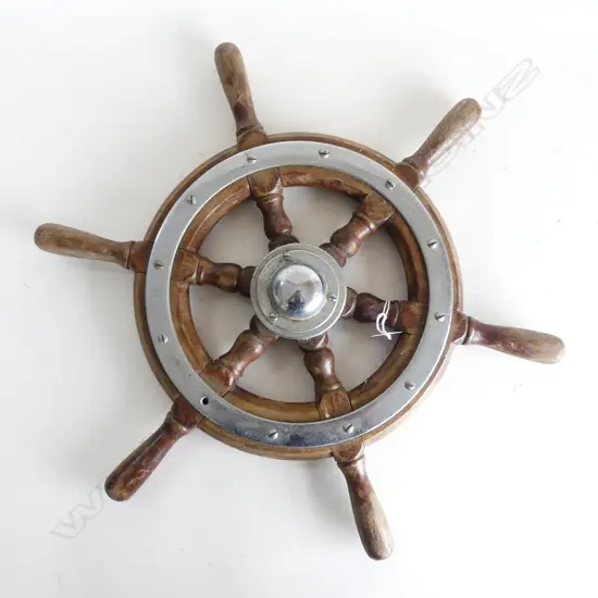 VINTAGE WOODEN SHIPS WHEEL W.450mm