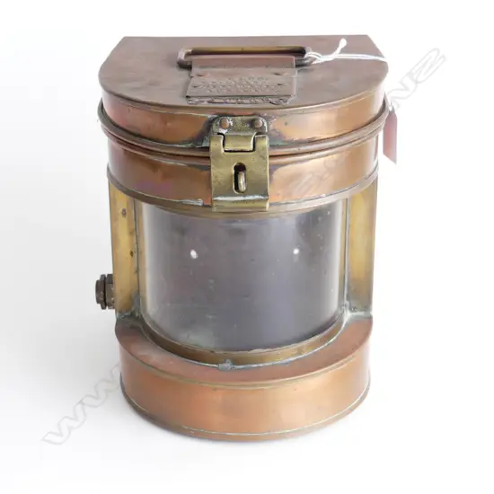 VINTAGE COPPER SHIPS LANTERN 'NO.86. G.GILLARD. CERT.MAKER AUCKLAND' H.200mm