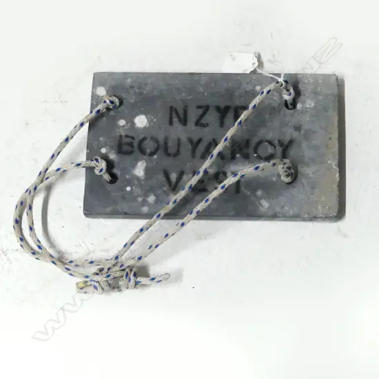 LEAD PLATE WITH ROPES STENCILLED NZYF BOUYANCY VEST (NZ Yachting Federation) comical ? or plate to hold a vest?