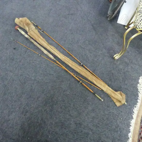 2 VINTAGE RODS; One in Original Carry Bag L.1420mm, w. REELS