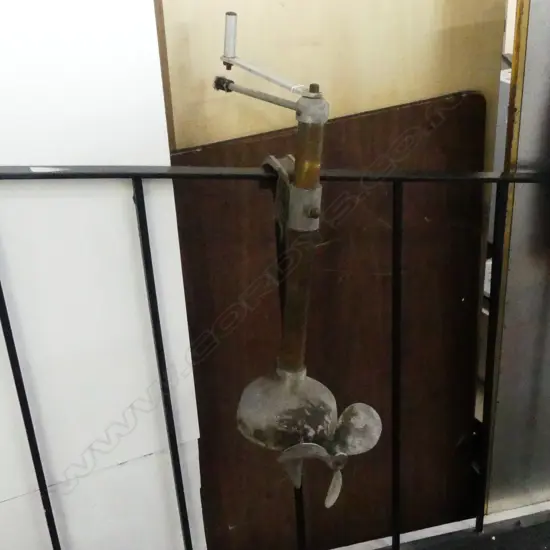 VINTAGE BRASS & ALUMINUM HAND CRANKED OUTBOARD MOTOR; H.800mm