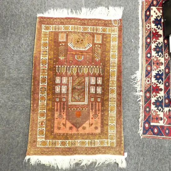 WOOL PILE HAND KNOTTED PRAYER RUG 1120x800mm