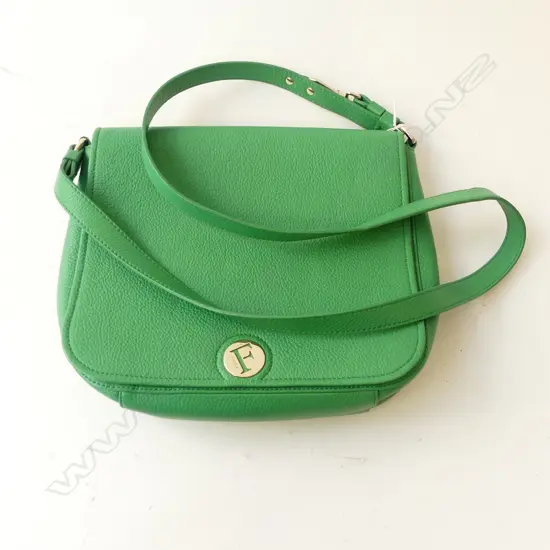 FURLA GREEN LEATHER HANDBAG W.280mm
