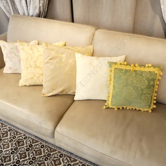 5 CUSHIONS, 1 NEEDLEPOINT