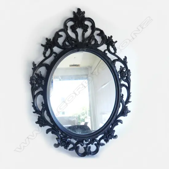 ORNATE BLACK PLASTIC MIRROR 845x590mm