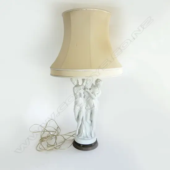 LG TABLE LAMP; BASE 2 WHITE CERAMIC CLASSICAL FIGURES H.850mm 