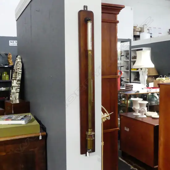 BAROMETER MOUNTED ON WOODEN BOARD L.1100mm L. CASELLA, MAKER TO THE ADMIRALTY & ORDNANCE. LONDON. Mercury tube missing