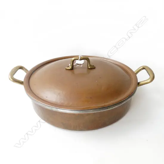 LIDDED COPPER PAN W.400 H.90mm
