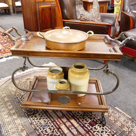 WOODEN TEA TROLLEY 910x415x690mm