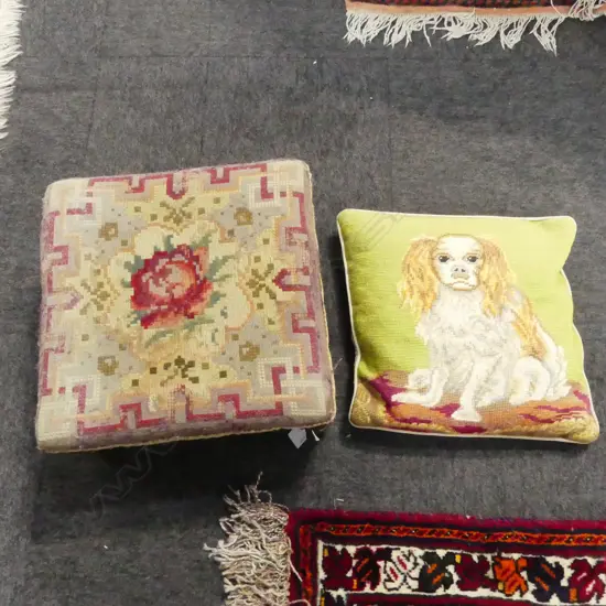 NEEDLEWORK CUSHION & FOOTSTOOL 350x350mm