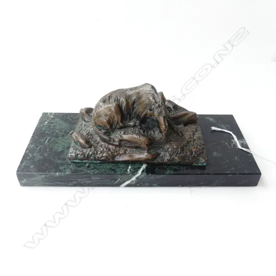 BRONZE BILLY GOAT ON MARBLE BASE 265x115x100mm