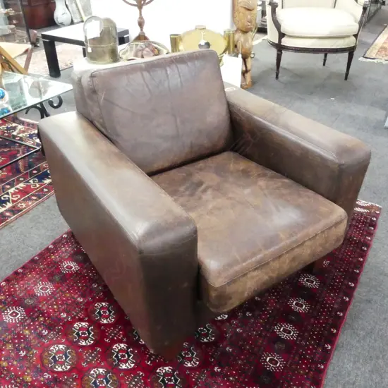 BROWN LEATHER ARMCHAIR 930x920x700mm