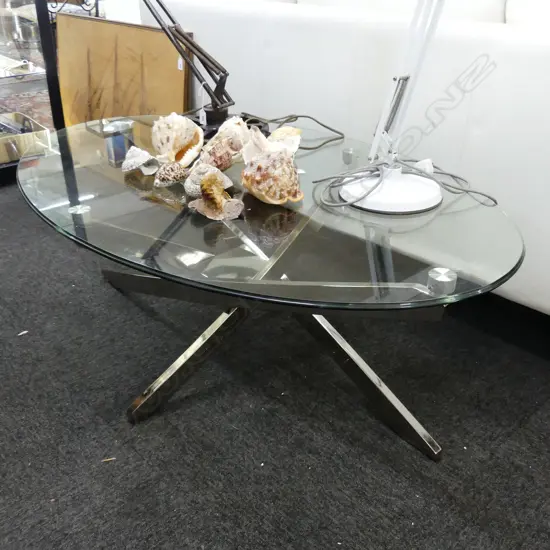 GLASS & CHROME COFFEE TABLE 1220x440mm