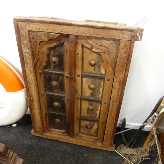 CARVED WOOD RAJASTHAN WINDOW SHUTTERS 660x70x960mm